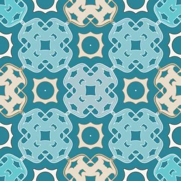Arabesque ismalic blue seamless pattern. Vector illustration for your arabic  Illustrazione stock