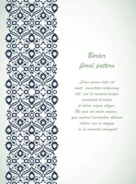 Arabesque lace damask seamless border floral decoration print for design te.. Stock Illustration