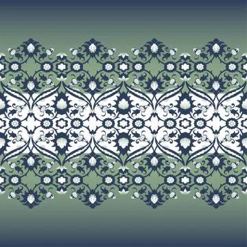 Arabesque lace damask seamless border floral decoration print fo Stock Illustration