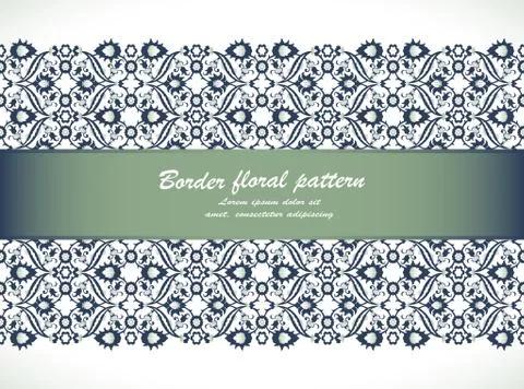 Arabesque lace damask seamless border floral decoration print fo Stock Illustration