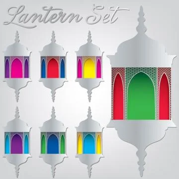 Arabesque lantern set in vector format. Stock Illustration