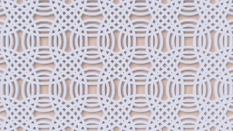 Arabesque looping geometric pattern. Beige and white islamic 3d motif. Stock Footage 117593600