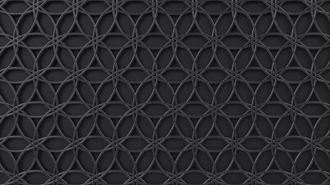 Arabesque looping geometric pattern. Black and metal islamic 3d motif. Stock Footage 116744076