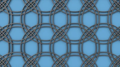 Arabesque looping geometric pattern. Blue and metal islamic 3d motif. Stock Footage 116744054