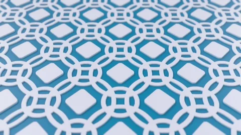 Arabesque looping geometric pattern. Blue and white islamic 3d motif. Stock Footage 117594161
