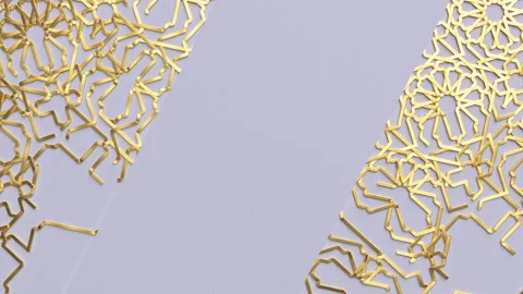 Arabesque looping geometric pattern construction. Golden islamic ornament 動画素材 153017236