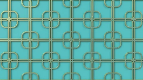 Arabesque looping geometric pattern. Gold and green islamic 3d motif. Stock Footage 116744170