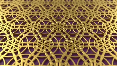 Arabesque looping geometric pattern. Gold and violet islamic 3d motif. Stock Footage 118092533