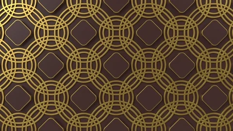 Arabesque looping geometric pattern. Gold and brown islamic 3d motif. Stock Footage 118092679