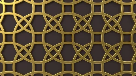 Arabesque looping geometric pattern. Gold and brown islamic 3d motif. Stock Footage 118092690