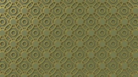 Arabesque looping geometric pattern. Gold and olive islamic 3d motif. Video stock 121266261
