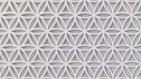 Arabesque looping geometric pattern. Gold and white islamic 3d motif. Видео 122262591
