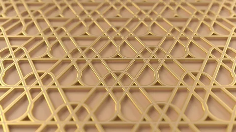 Arabesque looping geometric pattern. Gold islamic 3d motif. Arabic background. Stock Footage 122765738