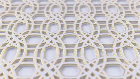 Arabesque looping geometric pattern. Gold and white islamic 3d motif. Video stock 122766154