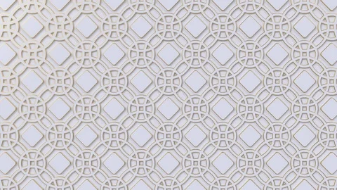 Arabesque looping geometric pattern. Gold and white islamic 3d motif. Video stock 125745550