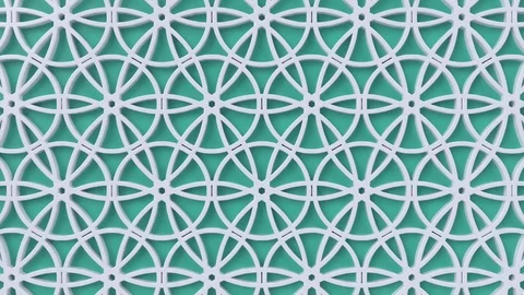 Arabesque looping geometric pattern. Green and white islamic 3d motif. Stock Footage 117593748