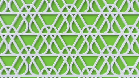 Arabesque looping geometric pattern. Green and white islamic 3d motif. Stock Footage 117593847
