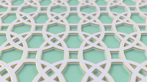 Arabesque looping geometric pattern. Green and white islamic 3d motif. Stock Footage 117594097