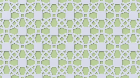 Arabesque looping geometric pattern. Green and white islamic 3d motif. Stock Footage 117594172