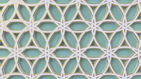 Arabesque looping geometric pattern. Green and white islamic 3d motif. Видео 118092461