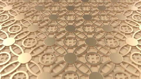 Arabesque looping geometric pattern. Metal islamic 3d motif. Video stock 116744400