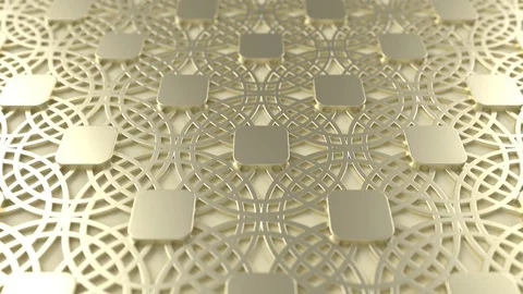 Arabesque looping geometric pattern. Metal islamic 3d motif. Stock Footage 117594112