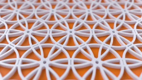 Arabesque looping geometric pattern. Orange and white islamic 3d motif. Video stock 121266476