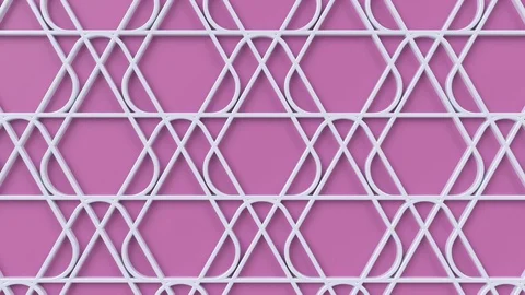 Arabesque looping geometric pattern. Pink and white islamic 3d motif. Stock Footage 117593894
