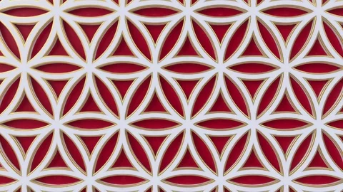 Arabesque looping geometric pattern. Red and white islamic 3d motif. Видео 117593738