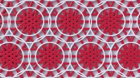 Arabesque looping geometric pattern. Red and white islamic 3d motif. Video stock 124925872