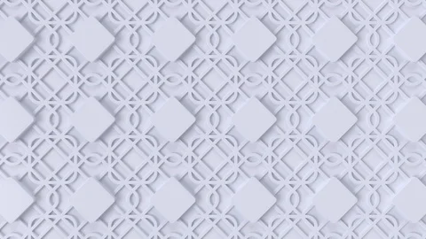 Arabesque looping geometric pattern. White islamic 3d motif. Video stock 116744342