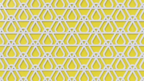 Arabesque looping geometric pattern. White and yellow islamic 3d motif. Stock Footage 117593866