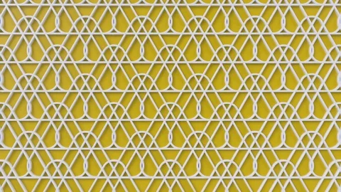 Arabesque looping geometric pattern. White and yellow islamic 3d motif. Stock Footage 118092607