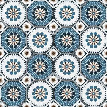 Arabesque octagonal floral seamless pattern background vector design 스톡 일러스트