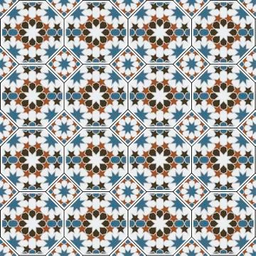 Arabesque octagonal seamless pattern mosaic background vector design イラスト素材