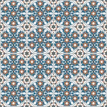 Arabesque octagonal seamless pattern tile background vector design Illustrazione stock