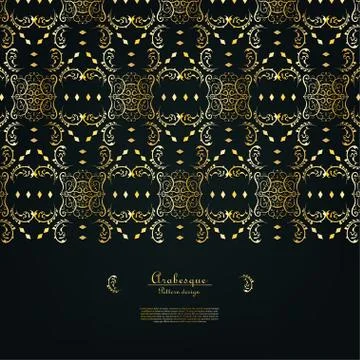 Arabesque orient element gold background border vector Stock Illustration