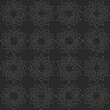 Arabesque ornate black monochrome pattern, vector realistic illustration for  Stock Illustration