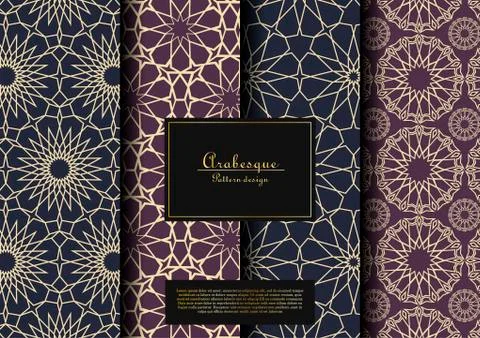 Arabesque pattern background set vector design Stockillustratie