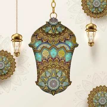Arabesque pattern fanoos 스톡 일러스트