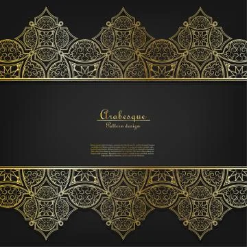 Arabesque pattern floral style background template vector Stock Illustration