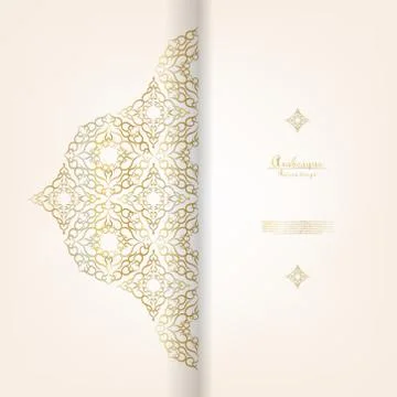 Arabesque pattern gold background card template vector Stock Illustration