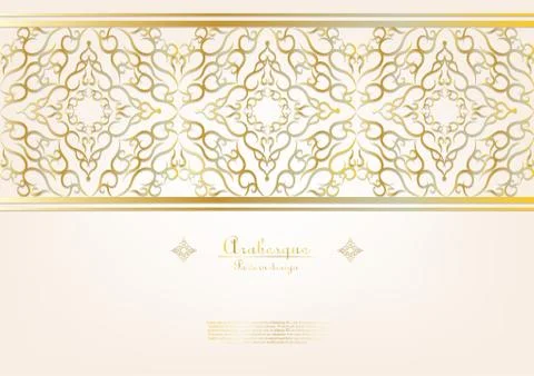 Arabesque pattern gold flower background vector Illustrazione stock