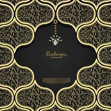 Arabesque pattern with precious ornament background template vector 스톡 일러스트