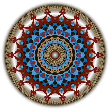 Arabesque round 3d mandala pattern. Floral ornamental vector background. Ethn Illustrazione stock