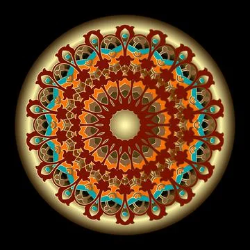 Arabesque round 3d mandala pattern. Floral ornamental vector background. Ethn Illustrazione stock