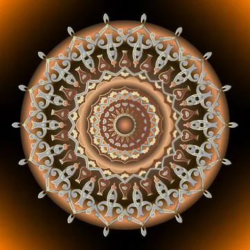 Arabesque round 3d mandala pattern. Floral ornamental vector background. Ethn Illustrazione stock