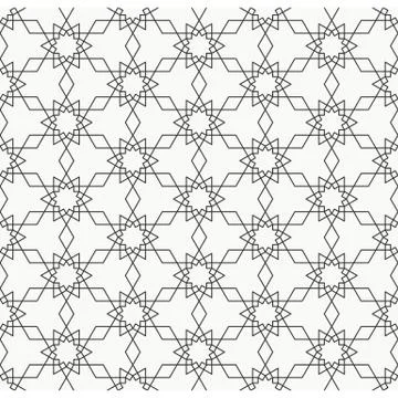 Arabesque, Seamless pattern line art in Moroccan style Stock Illustration