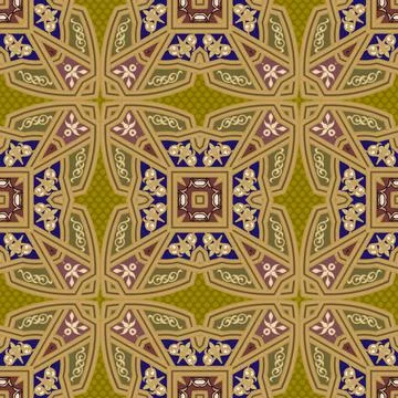 Arabesque seamless pattern. Ornamental polka dots background. Repeat colorful Illustrazione stock
