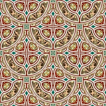 Arabesque seamless pattern. Ornamental tiled floral mandalas background. Repe Stock Illustration